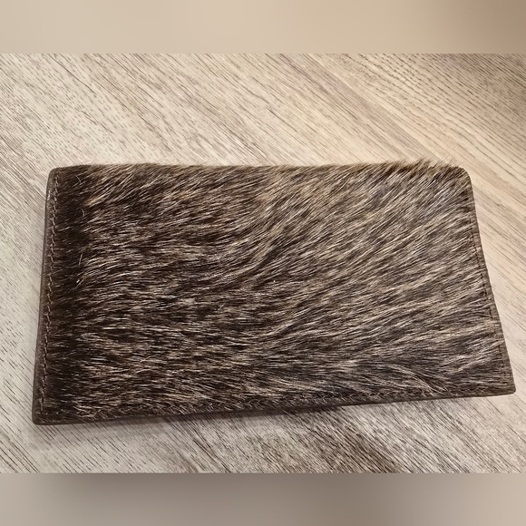 Nocona Genuine Leather Wallet with tooling & fur - Picture 2 of 6
